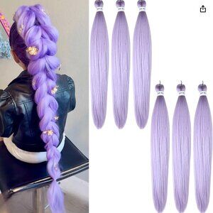 Lavender Purple Braiding Hair Pre-Stretched 30 Inch 6 Bundles Rumi K-Pop Demon
